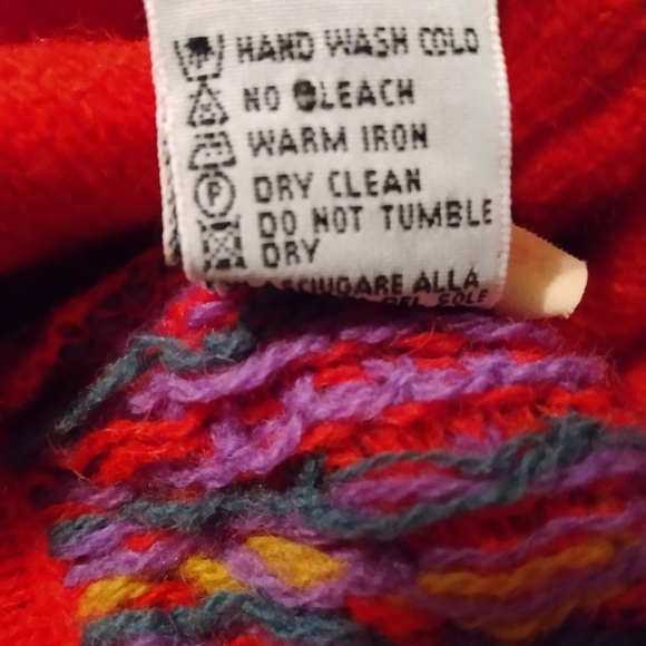 United Colors of Benetton sweater. Orange, purple green, yellow. Shetland wool. - Picture 5 of 5